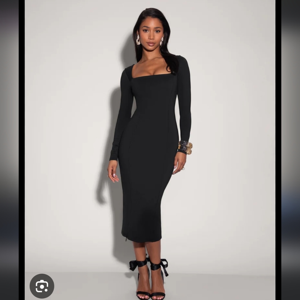 TA3 Squarey Long Sleeve Dress (Waist Snatching)